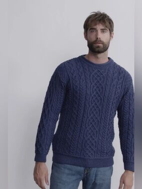 Rue Saint Patrick Cable Knit Wool Crew Neck Sweater Men’s XXL